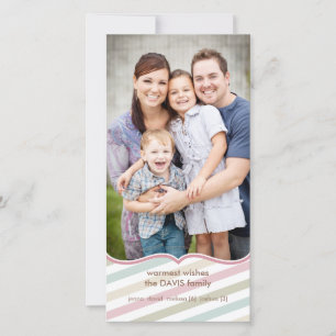 Soft Stripes Holiday Premium 4x8 Photo Card