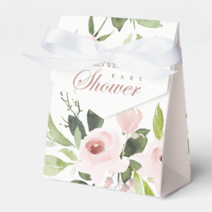 SOFT SUBTLE  BLUSH PINK ROSE FLORAL BABY SHOWER FAVOR BOX