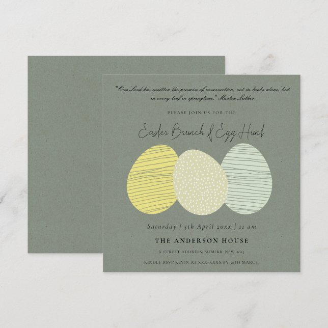 SOFT SUBTLE PASTEL EASTER EGGS BRUNCH & EGG HUNT INVITATION (Front/Back)