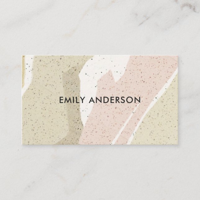 SOFT SUBTLE PINK GREY MODERN ABSTRACT ART WAVES BUSINESS CARD (Front)
