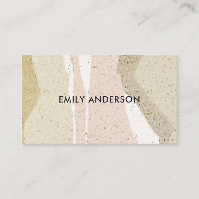 SOFT SUBTLE PINK GREY MODERN ABSTRACT ART WAVES BUSINESS CARD (Front)