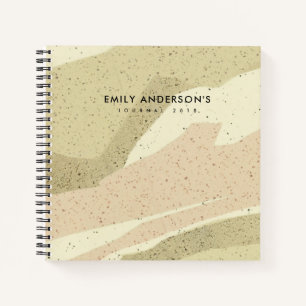SOFT SUBTLE PINK GREY MODERN ABSTRACT ART WAVES NOTEBOOK