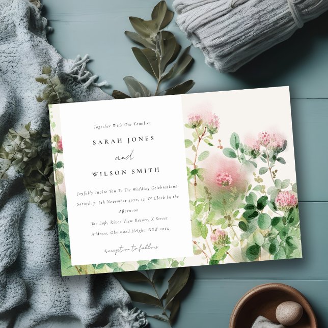 Soft Subtle Pink Watercolor Floral Garden Wedding Invitation (Creator Uploaded)
