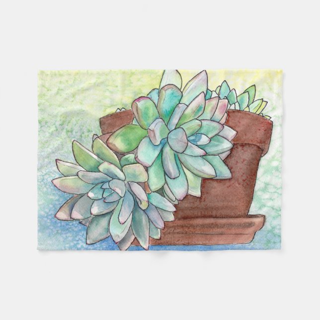 Soft Succulent Fleece Blanket (Front (Horizontal))