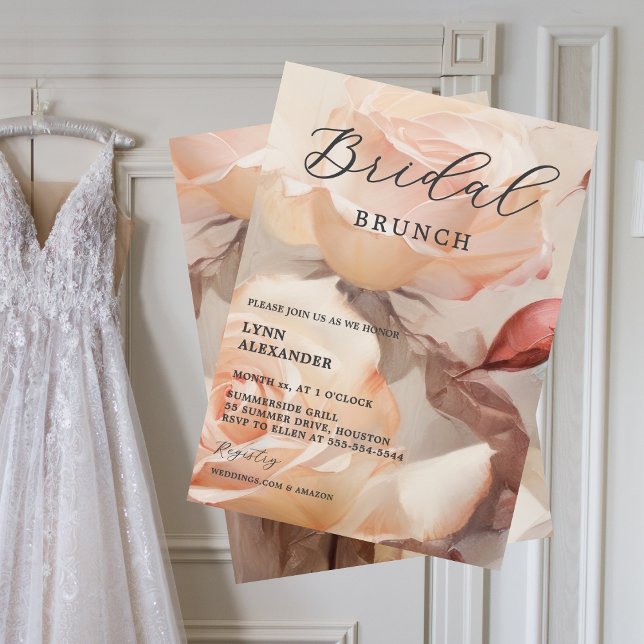 Soft Summer Roses, Elegant Bridal Shower Save The Date (Elegant Bridal Shower Soft Summer Roses Save The Date)