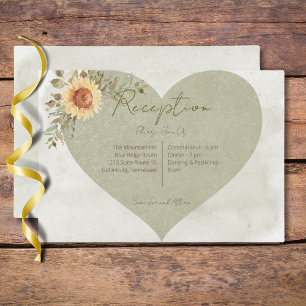 Soft Sunflowers Boho Heart Wedding Reception  Enclosure Card