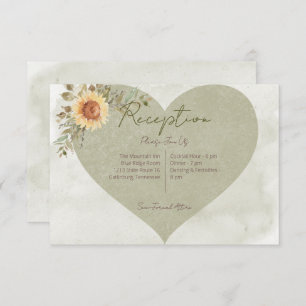 Soft Sunflowers Boho Heart Wedding Reception  Enclosure Card