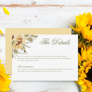 Soft Sunflowers Wedding Details  Enclosure Card