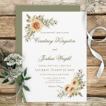 Soft Sunflowers Wedding Invitation<br><div class="desc">This wedding invitation is part of the Soft Sunflowers Wedding Invitation Suite of cards created by Simply Farmhouse Press. The soft watercolor yellow and brown sunflower and greenery corner bouquets are the perfect touch for a summer or early fall wedding. Sunflower graphics created by Verya Studios.</div>