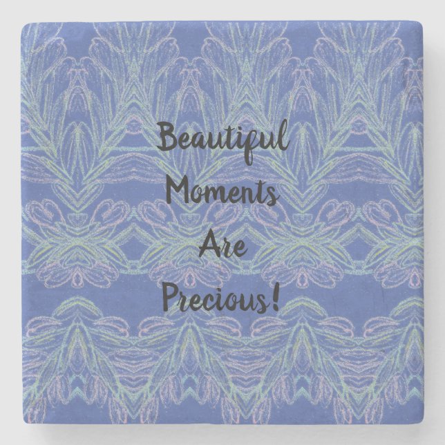 Soft Swirls Blue Beautiful Moments   Stone Coaster (Front)
