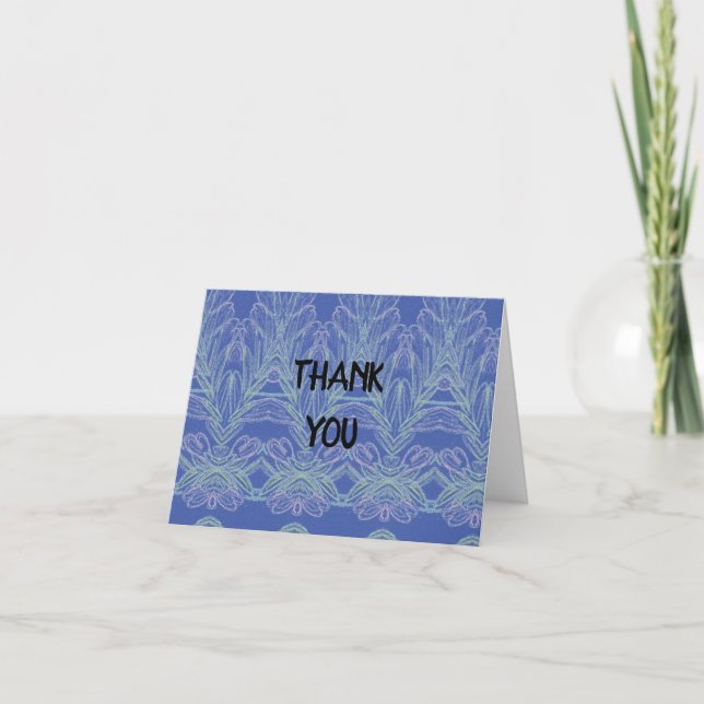 Soft Swirls Blue   Thank You Card (Front)