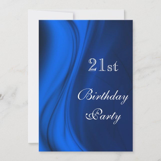 Soft Swirls Of Blue 21st Birthday Invitation (Front)