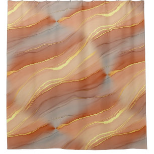 Soft Taupe Burnt Orange Marble Gold