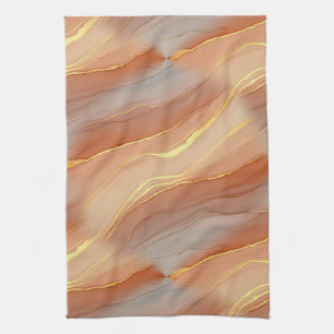 Soft Taupe Burnt Orange Marble Gold Kitchen Towel