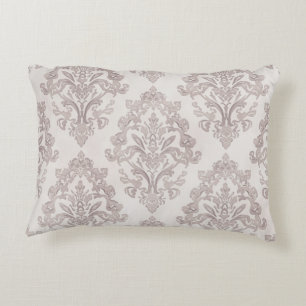 Soft Taupe Damask Watercolor Classic Floral Accent Pillow