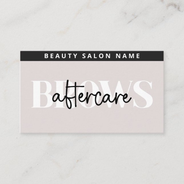 Soft Taupe Modern Brows Aftercare Guide Business Card (Front)