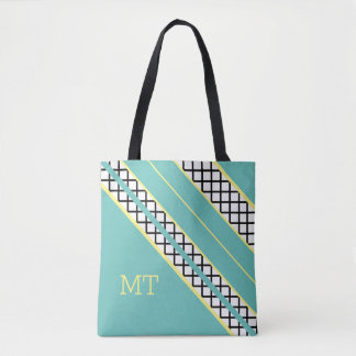 Soft Teal and Yellow Stripes Tote Bag