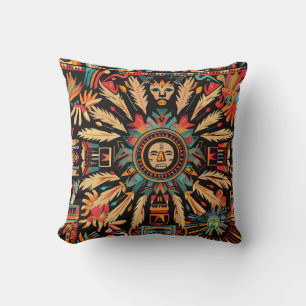 Soft Teal "Aztec Dream" Cozy Throw Cushion