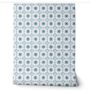 Soft Teal Blossom Medley Mini Teal, White Coastal Wallpaper