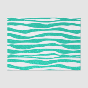 Soft Teal Blue Glitter Zebra Animal Print Tissue Paper