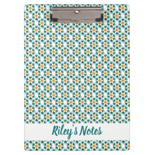 Soft Teal Floral Name Clipboard