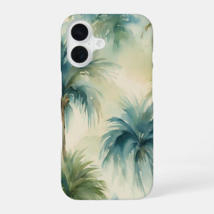 Soft Teal Green Palm Trees Watercolors  iPhone 16 Case