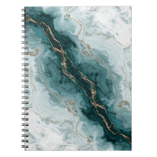 Soft Teal Marble Notebook with Gold River Veins