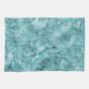 Soft Teal Mermaid Print Kitchen Towel