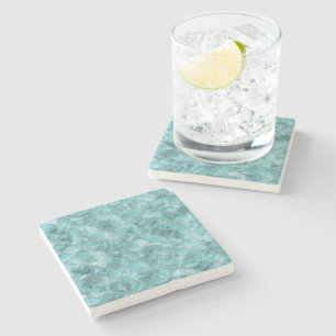 Soft Teal Mermaid Print Stone Coaster