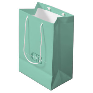 Soft Teal Monogram Gift Bag