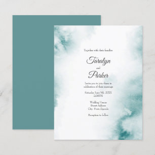 Soft Teal Watercolor Abstract Frame Invitation