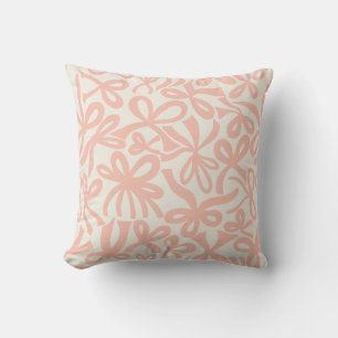 Soft Terracotta Coquette ribbons and bows Throw Pillow