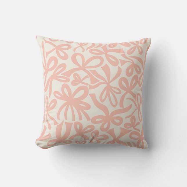 Soft Terracotta Coquette ribbons and bows  Throw Pillow (Front)