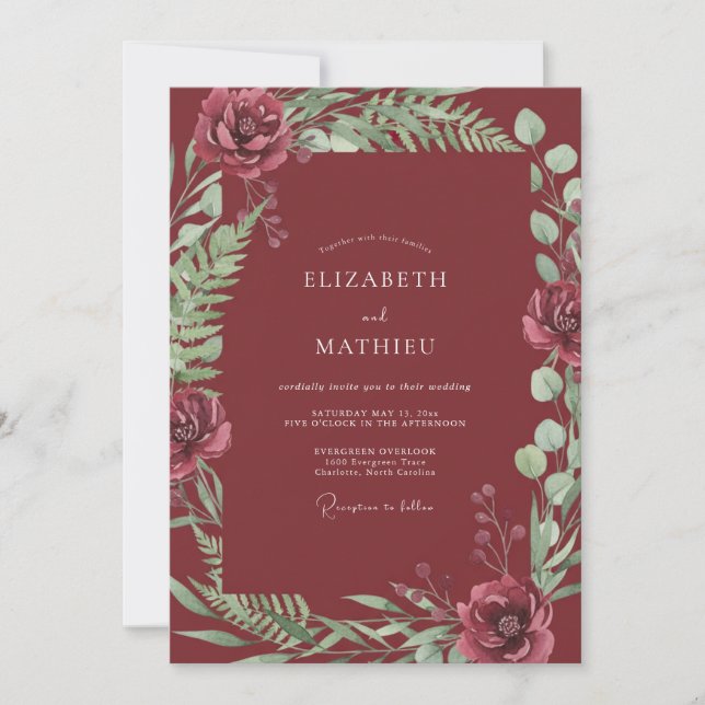 Soft Terracotta Fern Wedding Invitation (Front)