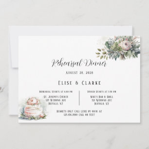 Soft Terracotta Pink Peony Floral Rehearsal Dinner Invitation