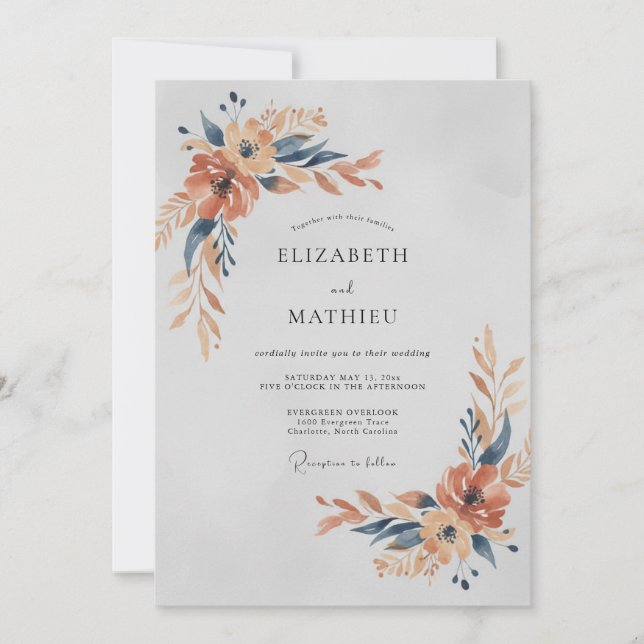 Soft Terracotta Slate Painted Wedding Invitation (Front)