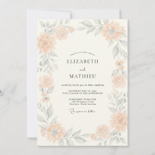 Soft Terracotta Slate Wreath Wedding Invitation