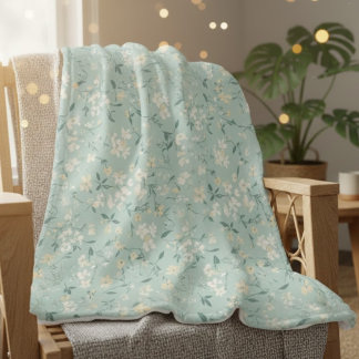 Soft Tiny Ditsy Floral Pattern in Pastel Colors Fleece Blanket