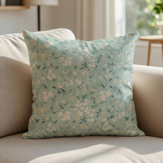 Soft Tiny Ditsy Floral Pattern in Pastel Colors Throw Pillow