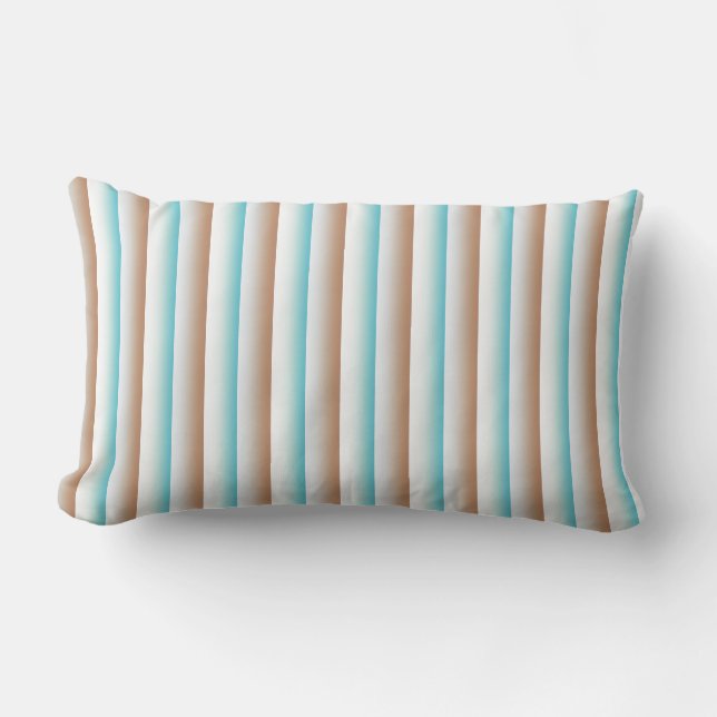 Soft Toned Orange Blue Beige White Pattern Lumbar Pillow (Front)