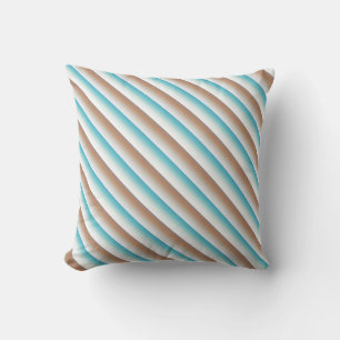 Soft Toned Orange Blue Beige White Pattern Throw Pillow