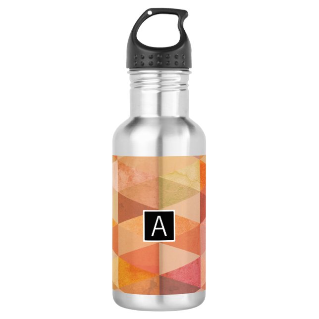 Soft Triangle Geometric Pattern | Monogrammed 710 Ml Water Bottle (Front)