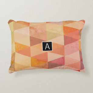 Soft Triangle Geometric Pattern   Monogrammed Accent Pillow
