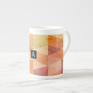 Soft Triangle Geometric Pattern   Monogrammed Bone China Mug