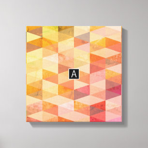 Soft Triangle Geometric Pattern   Monogrammed Canvas Print