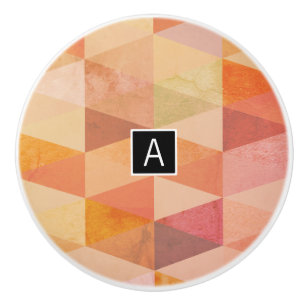 Soft Triangle Geometric Pattern   Monogrammed Ceramic Knob