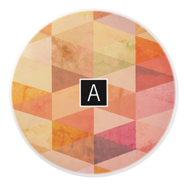 Soft Triangle Geometric Pattern | Monogrammed Ceramic Knob (Front)