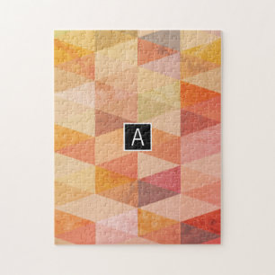 Soft Triangle Geometric Pattern   Monogrammed Jigsaw Puzzle