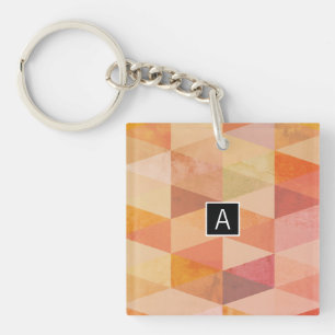 Soft Triangle Geometric Pattern   Monogrammed Keychain
