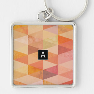 Soft Triangle Geometric Pattern   Monogrammed Keychain